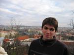 Overlooking the red roofs of Prague.