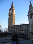Big Ben and I, with the London Eye looking warily on.